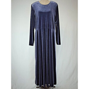 Vintage 90's Norm Thompson Purple Velvet Maxi Dress Womens XL #0181 MADE USA